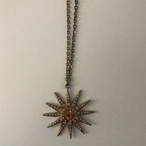 Sequin brand Gold Rhinestone Sunburst Necklace